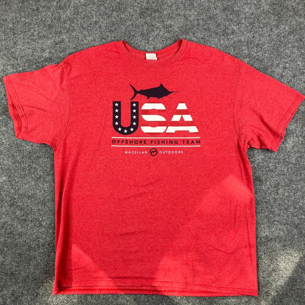 Magellan Outdoors Men's XL USA‎ Offshore Fishing Team T-Shirt Red